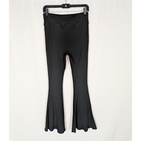 Arizona Leggings L Women's Black Ribbed Knit V Waistband Flared Pull On Comfy - Picture 4 of 6